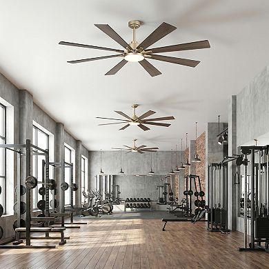 72" Industrial Gold HVLS Smart Large Ceiling Fan with Dimmable LED Light and Remote
