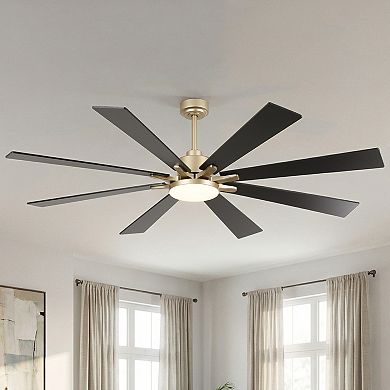 72" Industrial Gold HVLS Smart Large Ceiling Fan with Dimmable LED Light and Remote