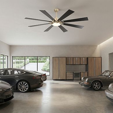 72" Industrial Gold HVLS Smart Large Ceiling Fan with Dimmable LED Light and Remote