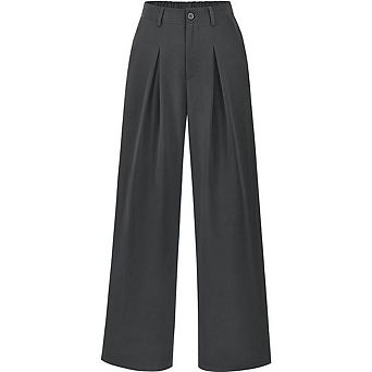 Women High Waist Palazzo Pants Casual Wide Leg Trousers Loose Office Business Suit Pant Pockets