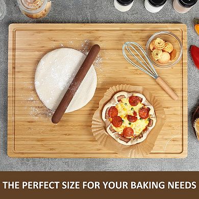 ANIXOL Extra Large 100% Bamboo Cutting Board with Juice Groove & Handles