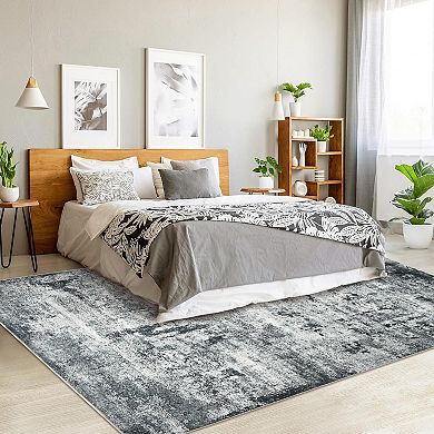 Washable Area Rugs Non-Slip Modern Abstract Soft Print Pattern