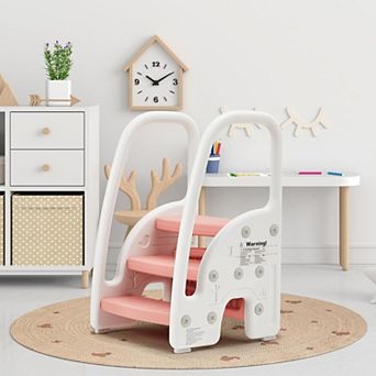 Safe 3-Step Toddler Stool for Kids Lightweight Plastic Standing Towe For Bathroom