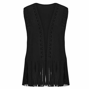 Women's Bohemian Fringe Sleeveless Vest Casual Open-Front Cardigan Outfits