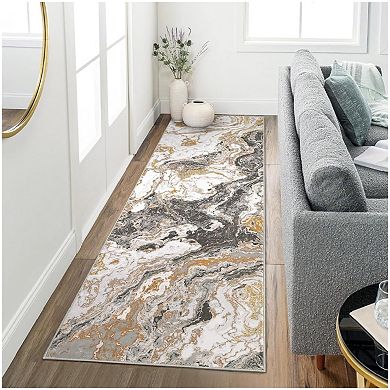 Washable Area Rug Modern Abstract Rug, Soft Large Living Room Rug Marble Pattern Rug