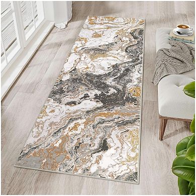Washable Area Rug Modern Abstract Rug, Soft Large Living Room Rug Marble Pattern Rug