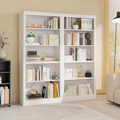 71" Modern Industrial Tall Bookcase, 5-Tier Rustic Wooden Open Bookshelf，Living Room, Home Office