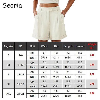 Women's High Waist Pleated Shorts with Side Pockets Elastic Back Casual Summer Shorts