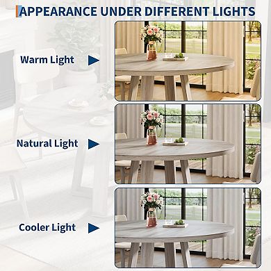 Round Dining Table for 4-6, 47" Circle Dining Room Table with Sturdy Cross Base, Black