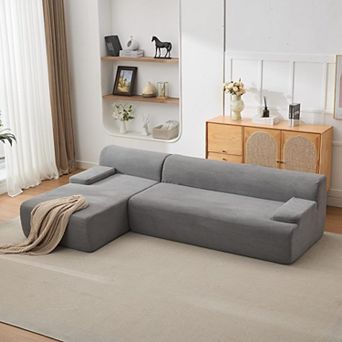 108"Ultra-Plush Corduroy L-Shaped Sofa,Cloud-Like Sectional with Chaise