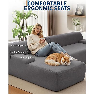 108"Ultra-Plush Corduroy L-Shaped Sofa,Cloud-Like Sectional with Chaise