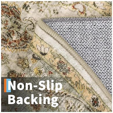 Vintage Washable Runner Rug Floral Light Green Kitchen Runner Rugs Non Slip Thin