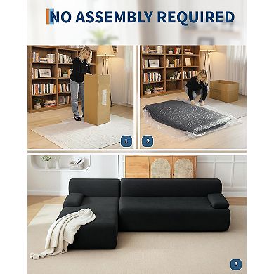 108"Ultra-Plush Corduroy L-Shaped Sofa,Cloud-Like Sectional with Chaise