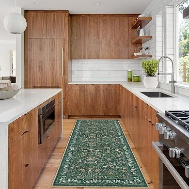 Washable Folding Floral Print Area Rug with Non - Slip Backing