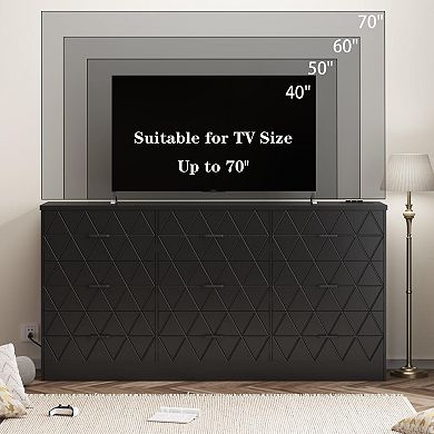 Craze Ventures 63" 9-Drawer Dresser with Charging Station