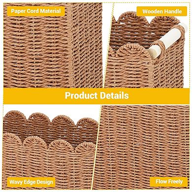 ANIXOL Scalloped Paper Rope Storage Baskets 2-Pack