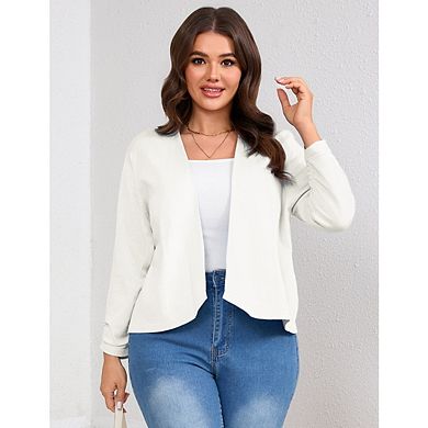Womens Plus Size Casual Long Sleeve Cardigan Lightweight Open Front Knit Cardigan Sweaters