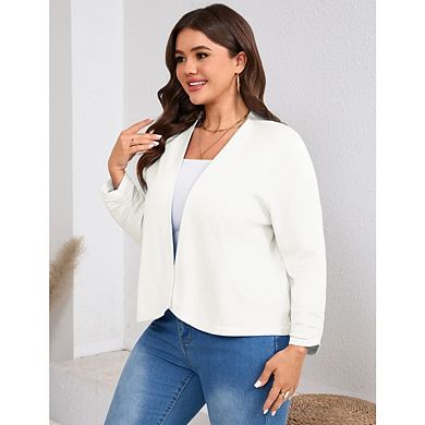 Womens Plus Size Casual Long Sleeve Cardigan Lightweight Open Front Knit Cardigan Sweaters