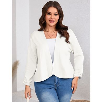 Womens Plus Size Casual Long Sleeve Cardigan Lightweight Open Front Knit Cardigan Sweaters