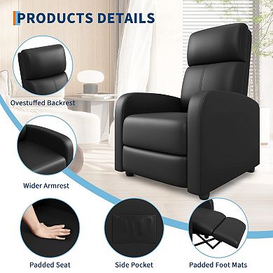 ANIXOL Push-Back Manual Recliner Chair with Adjustable Backrest and Footrest