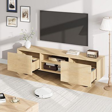 ANIXOL Modern Metal Leg TV Stand with Drawers
