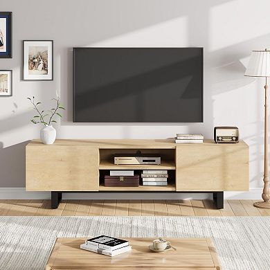 ANIXOL Modern Metal Leg TV Stand with Drawers