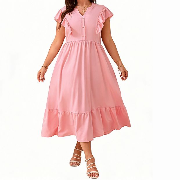 chinese dress ladies Nemidor Plus Size Maxi Dresses for Curvy Women Casual Summer Slit Loose  Short Sleeve Long Dress with Pocket 14-26 (188,14,Army Green) at Amazon  Women's Clothing store main image 0