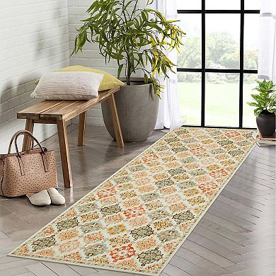 ANIXOL Boho Checkerboard Washable Area Rug
