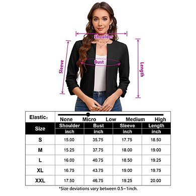 Women's Lightweight Cropped Cardigan Long Sleeve Crewneck Open Front Casual Work Jacket Shrug