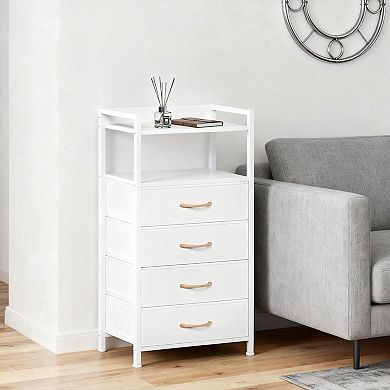 ANIXOL Tall 4-Drawer Bedside Storage Table with Shelves