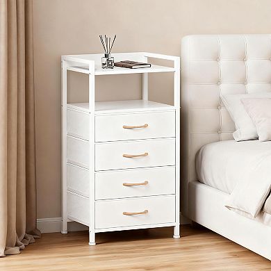 ANIXOL Tall 4-Drawer Bedside Storage Table with Shelves