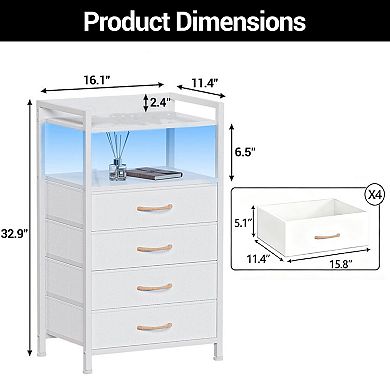 ANIXOL Tall 4-Drawer Bedside Storage Table with Shelves