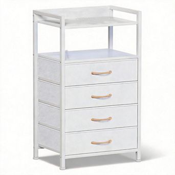ANIXOL Tall 4-Drawer Bedside Storage Table with Shelves