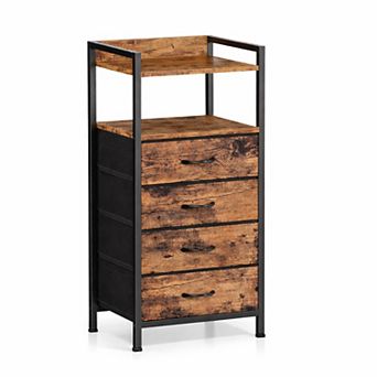 ANIXOL Tall 4-Drawer Bedside Storage Table with Shelves