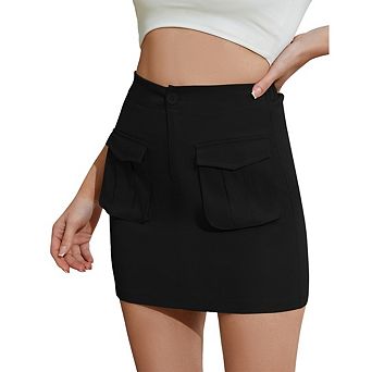 Women Mini Cargo Skirt Mid Rise Button Up Bodycon Y2k Trendy Casual Jean Skirt