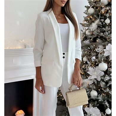 Womens Casual Blazers Open Front Long Sleeve Work Office Suit Jackets Blazer