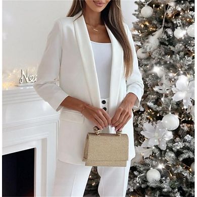 Womens Casual Blazers Open Front Long Sleeve Work Office Suit Jackets Blazer