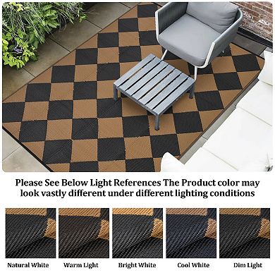Outdoor Plastic Straw Rug, Waterproof UV Resistant Reversible Patio Rug