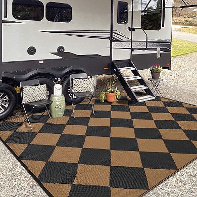 Outdoor Plastic Straw Rug, Waterproof UV Resistant Reversible Patio Rug