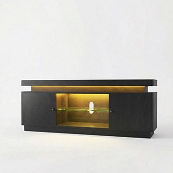 ANIXOL Mid Century TV Stand with Storage and LED Lights