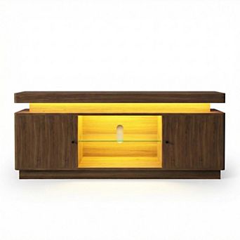 ANIXOL Mid Century TV Stand with Storage and LED Lights