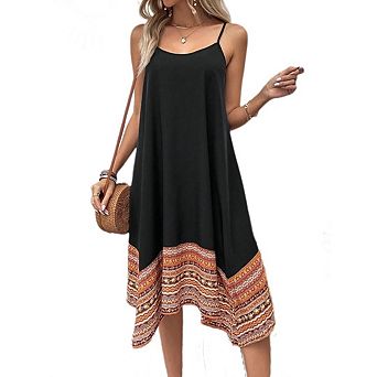 Dresses for Women Sleeveless Print Cami Dress Long Maxi Mid Fashion Dress