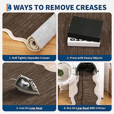 Modern Neutral Scalloped Rug,Non Slip, Soft Non Shedding Floor Covering