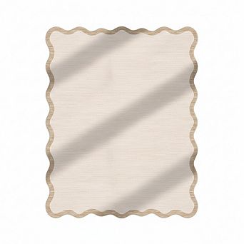 Modern Neutral Scalloped Rug,Non Slip, Soft Non Shedding Floor Covering