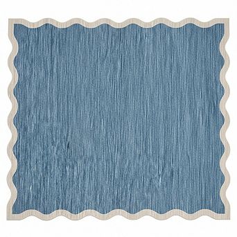 Modern Neutral Scalloped Rug,Non Slip, Soft Non Shedding Floor Covering