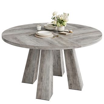 Modern Farmhouse Round Dining Table for 4-6,Space-Saving Circle Table for Kitchen, table only