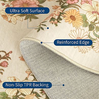 ANIXOL Washable Floral Area Rug