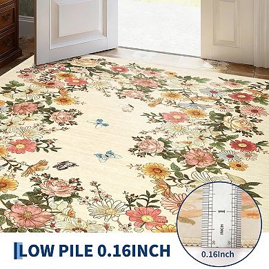 ANIXOL Washable Floral Area Rug