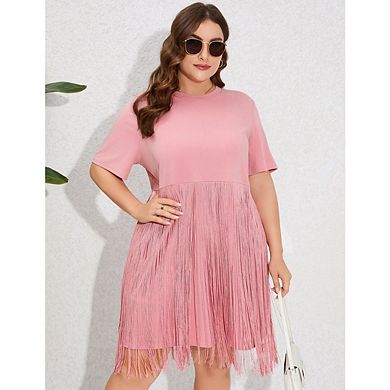 Women's Plus Size Flapper Roarin Cocktail Vintage Tassel Mini Glitter Dress