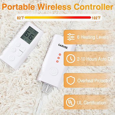 Wireless Heated Floor Mat,Electric Heated Rug with 6 Heat Levels &10H Auto Off